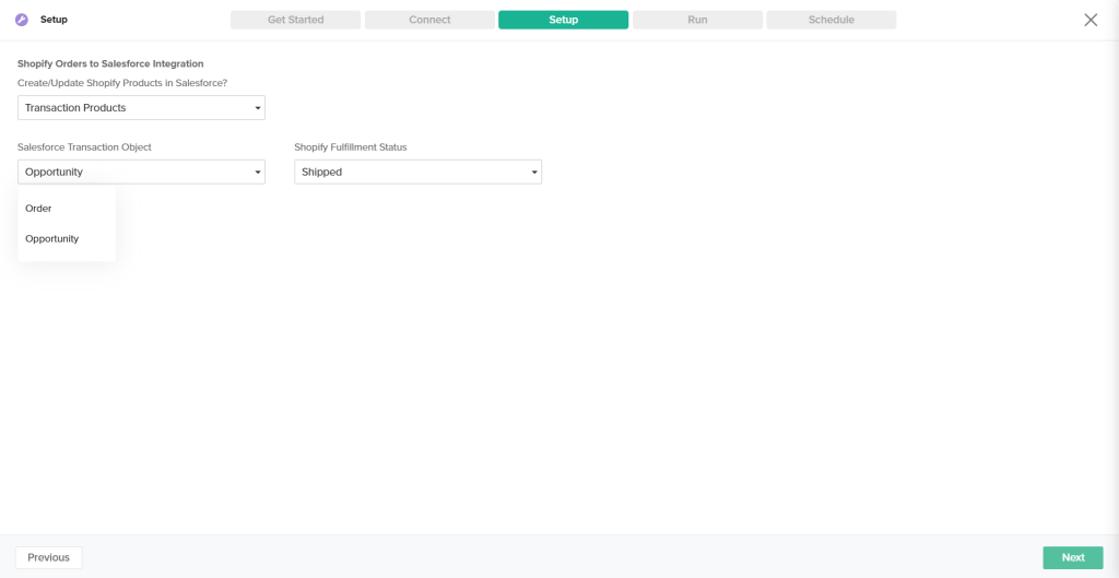 Shopify orders to salesforce integration